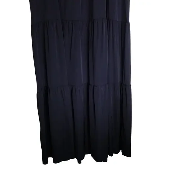 New Quince Silk Tiered Maxi Dress Women’s Small Navy Blue Maxi 4655 - Picture 5 of 11